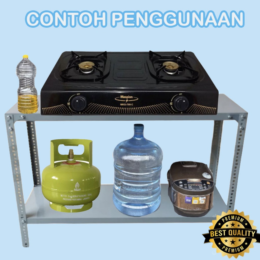 Meja Kompor Gas Portable Bongkar pasang 2 Tungku Rak Kompor 2 Susun Minimalis Serbaguna Rak dapur Me