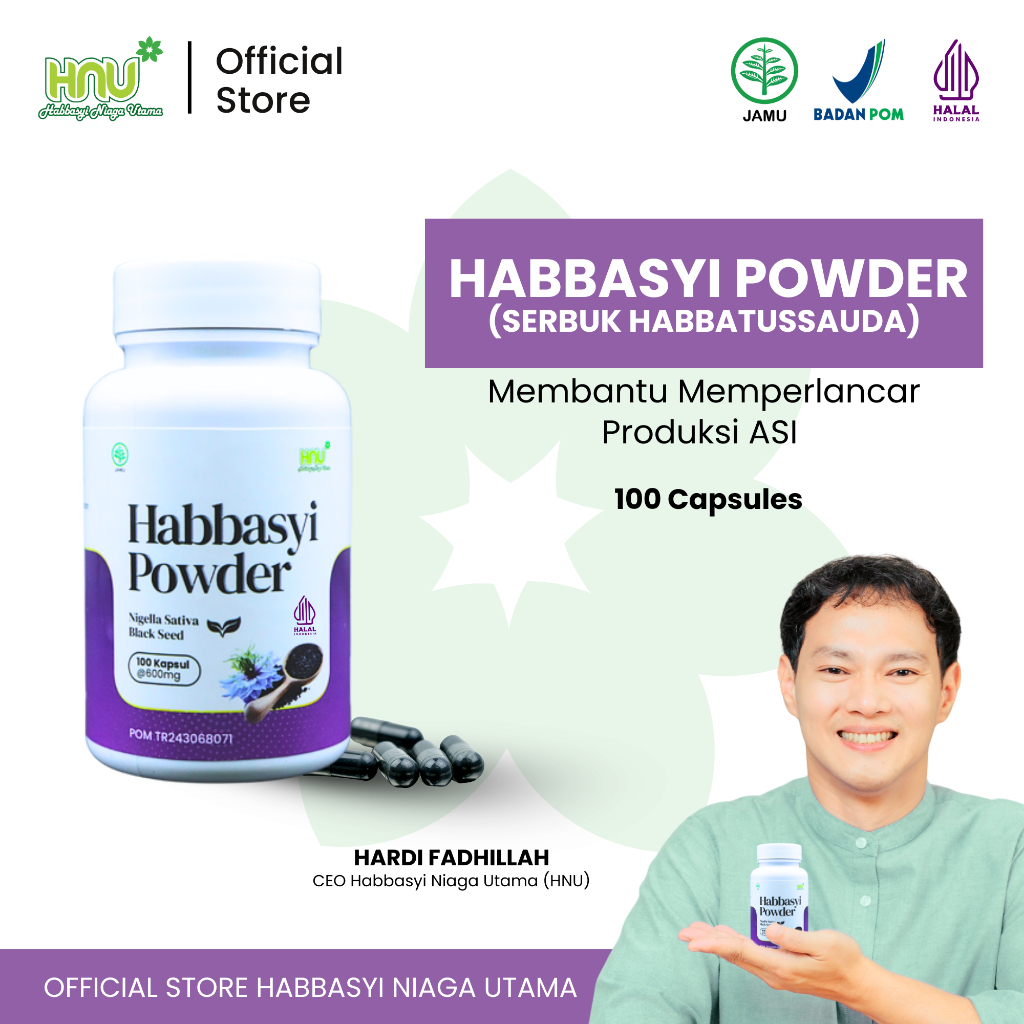 Habbasyi Niaga Utama - Habbasyi Powder isi 100 Kapsul - Bubuk Habbatussauda /Jinten Hitam - Pelancar