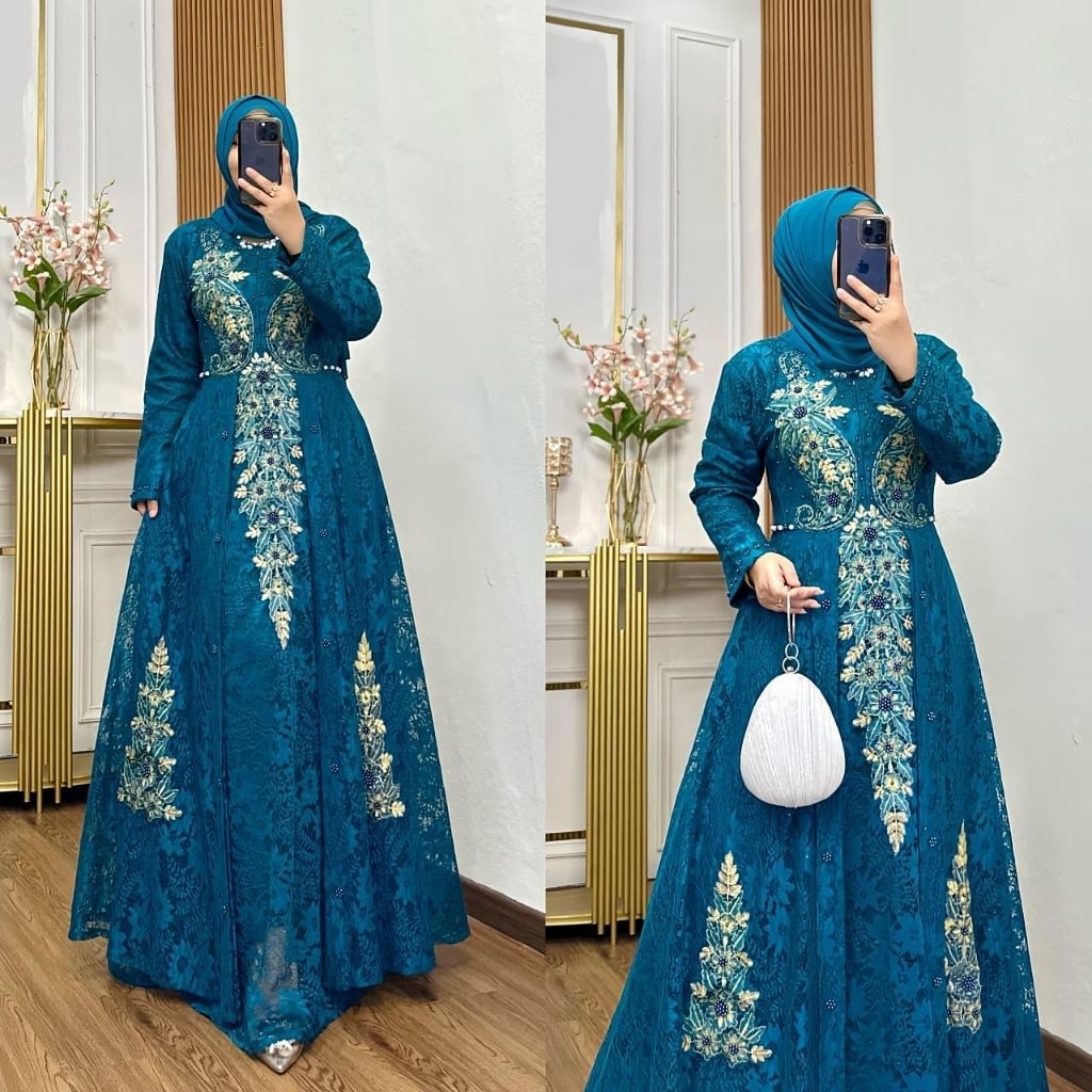 Gamis Almayra Bordir Kekinian/Kondangan/Modern Original Butik