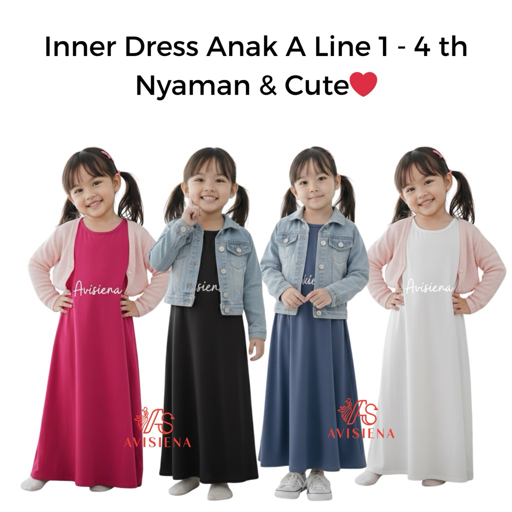 Avisiena - Inner Dress Anak Perempuan  Tanpa Lengan Dalaman Gamis Kutung Anak