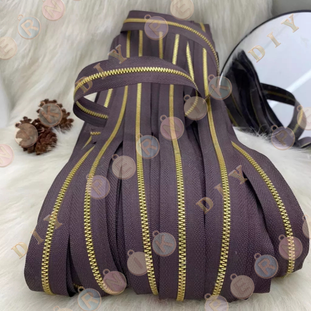 Daun Resleting No. 3 BESI (2 Arah) EMAS MUDA - Aksesoris Tas (IMPORT)