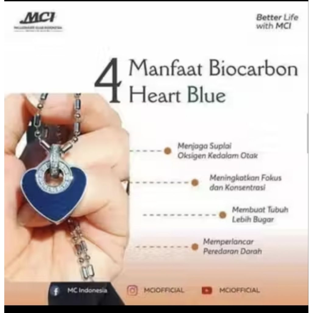 Kalung Pendant MCI Blue Heart ORIGINAL