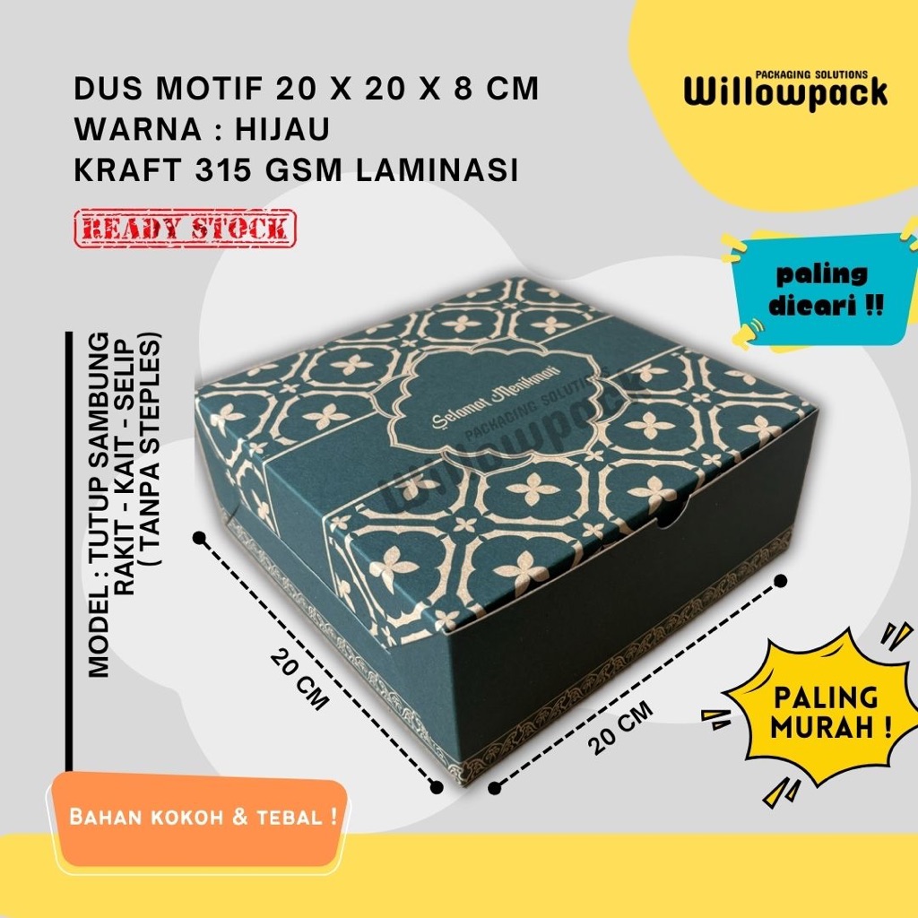 [20PCS] DUS 20X20X8 KODOK MOTIF IDUL FITRI KRAFT LAMINASI BOX NASI CATERING ROTI AYAM LEBARAN HAMPER