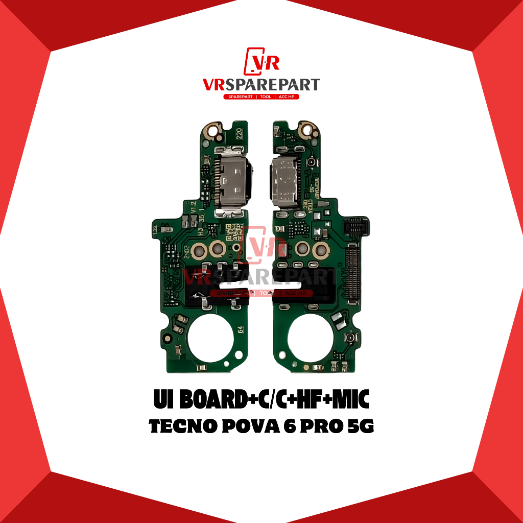 FLEXIBLE PAPAN CAS TECNO POVA 6 PRO 5G PAPAN KONEKTOR CAS / CHARGER + C/C + HF + MIC