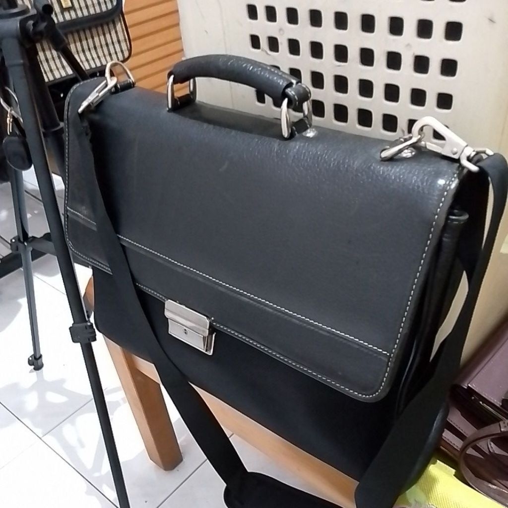 Tas Kerja Kulit Asli Mixed Kanvas ESQUIRE