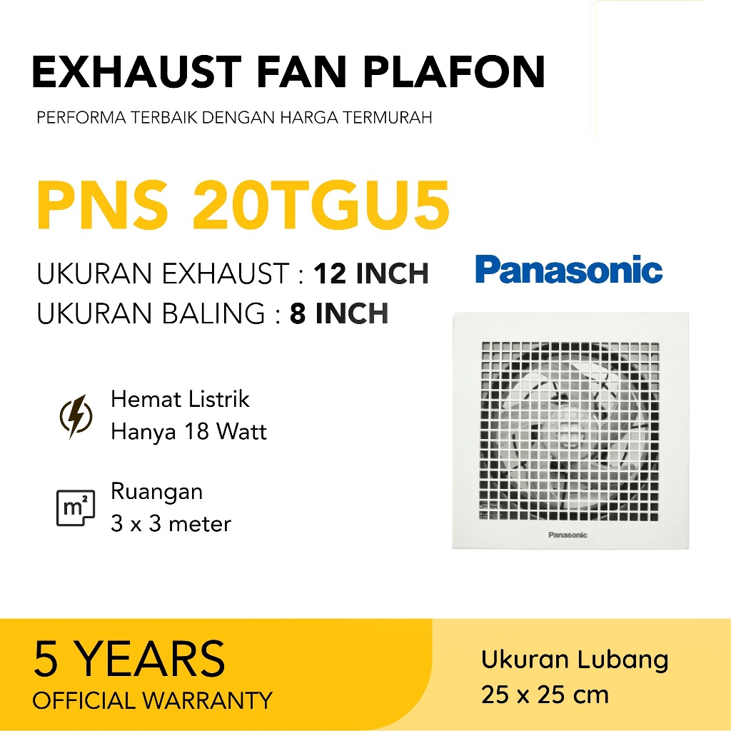 Panasonic Exhaust Fan |Eksos|Hexos| Kipas Hisap Ventilasi Panasonic FV-20TGU5 8 Inch