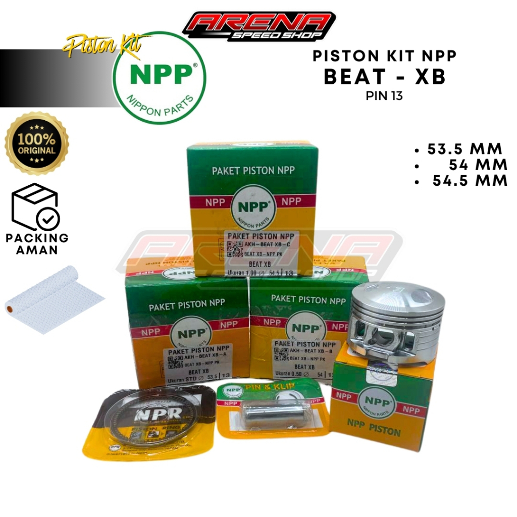 NPP Piston Kit NPP-GK Pin 13 - Seher Piston Honda Beat New Mega Pro XB STD 53.5 54 54.5 Pen 13
