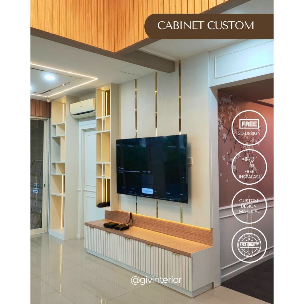 BACKDROP TV PVC UNTUK RUMAH / APARTEMENT / KANTOR / VILLA / KAMAR