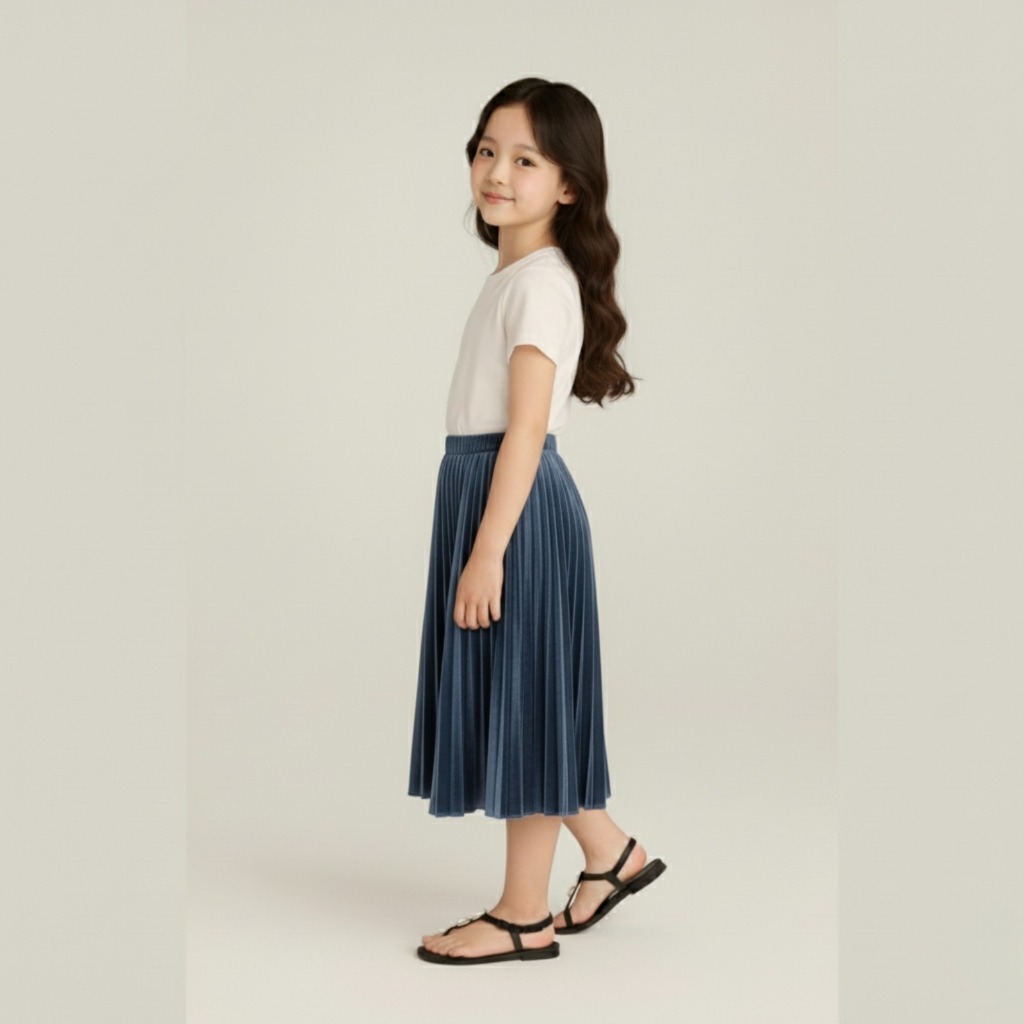 Rok Plisket Beludru Anak Perempuan Usia 3-9Tahun – Velvet Premium