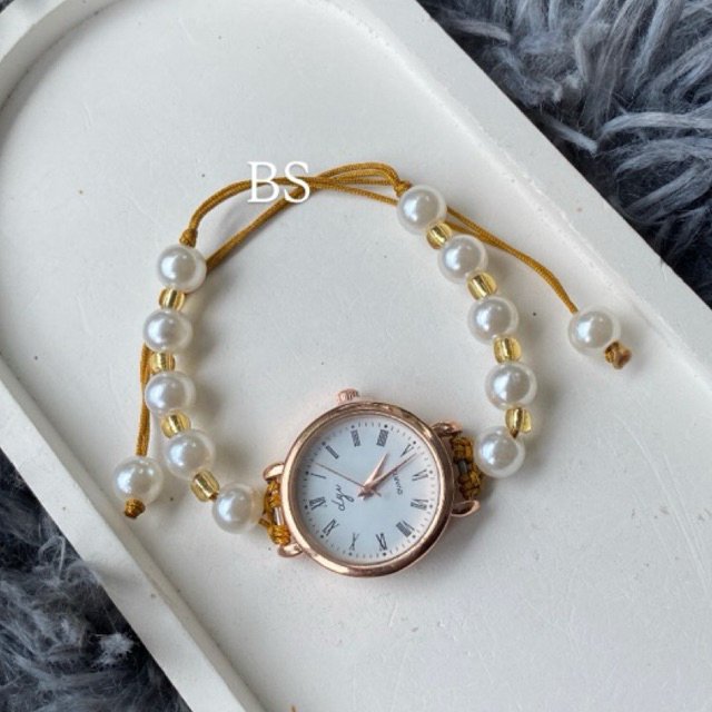 DGC Jam tangan wanita serut simple | Jam tangan tali | Jam tangan mutiara | Jam tangan serut | Jam t