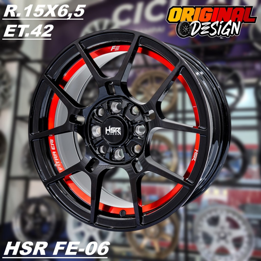 VELG MOBIL BRIO VIOS AVANZA YARIS RING 15 HSR FE06 R15 WARNA HITAM MERAH