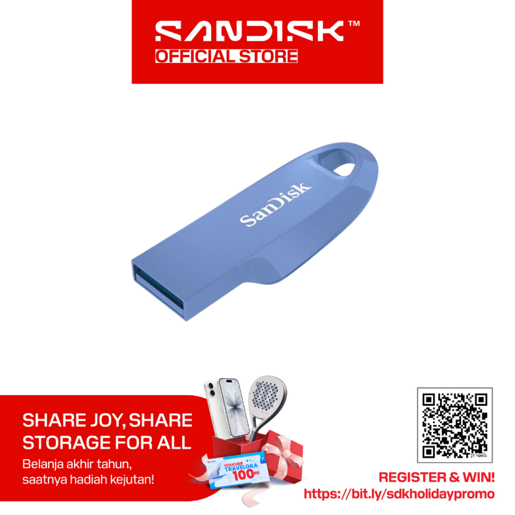 SanDisk CZ550 Ultra Curve 512GB USB 3.2 Biru / Blue (Up to 100MB/s) - Flashdisk