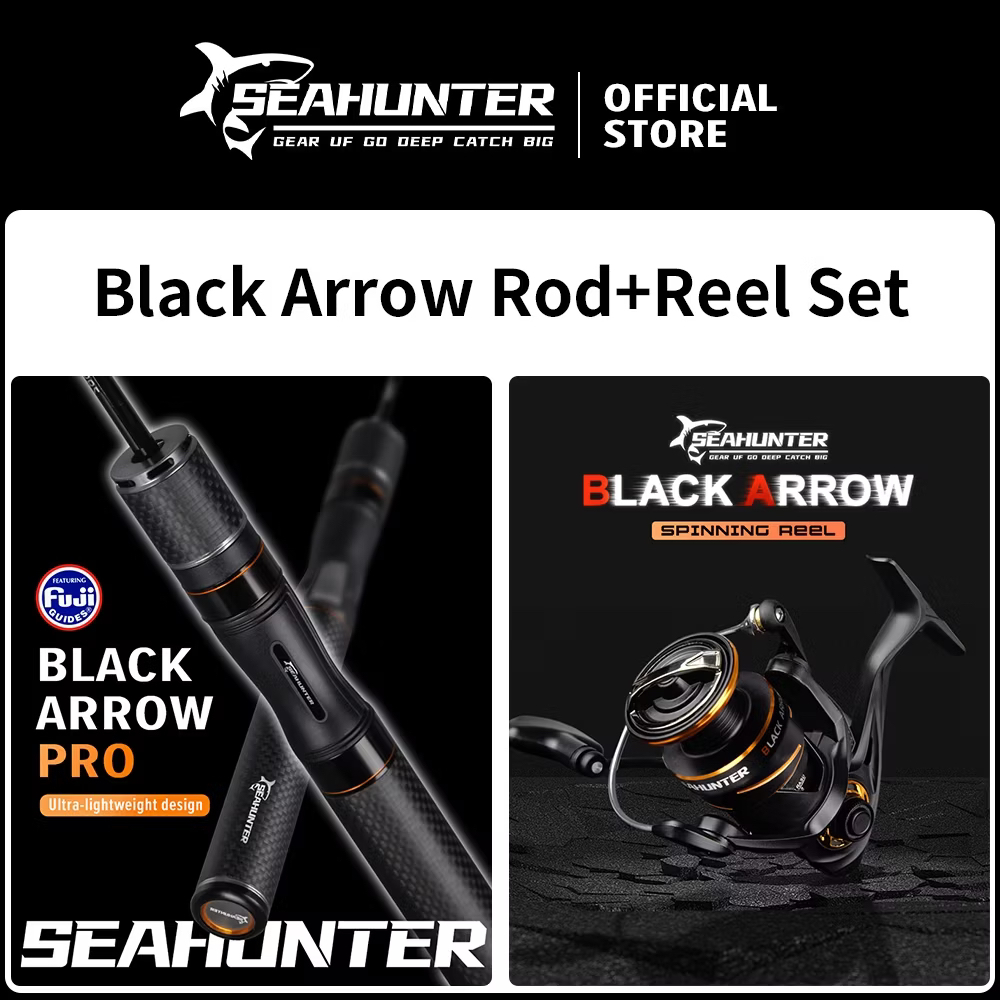 BEKAS SEAHUNTER Black Arrow Pro Joran Pancing 1 Set=Joran+Reel Pancing Power Handle Spinning Reel