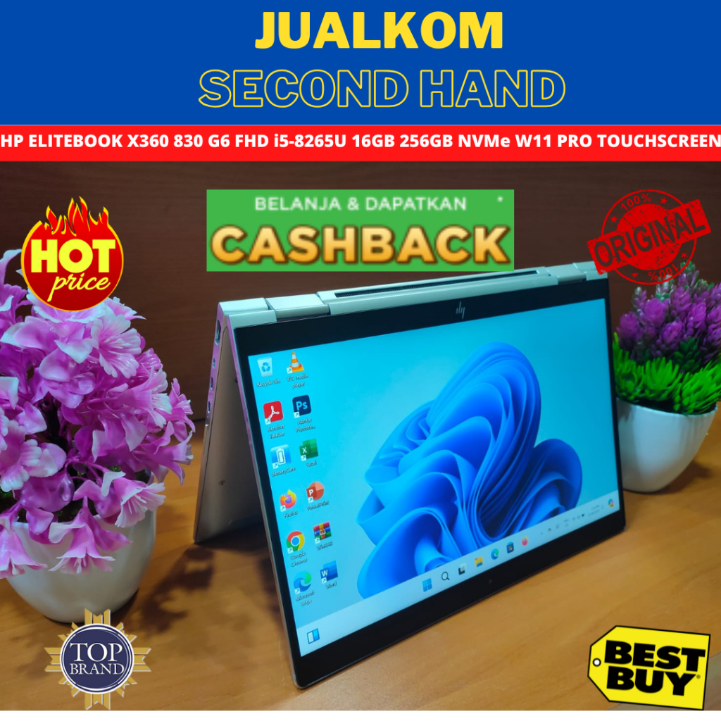 LAPTOP SECOND HP ELITEBOOK X360 1030/830 FHD i7 GEN 8th 16GB 500GB SSD W11 PRO