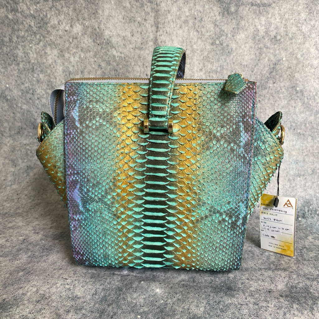 AA LEATHER tas selempang wanita bahan kulit ular