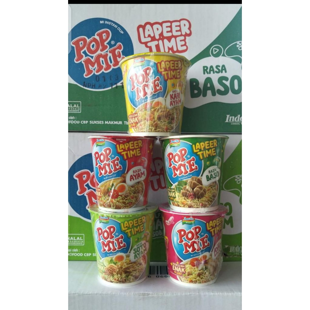 1 dus isi 24 pcs pop mie 75 gr ukuran besar lapeer time harga murah grosir rasa soto/ayam spesial/ b