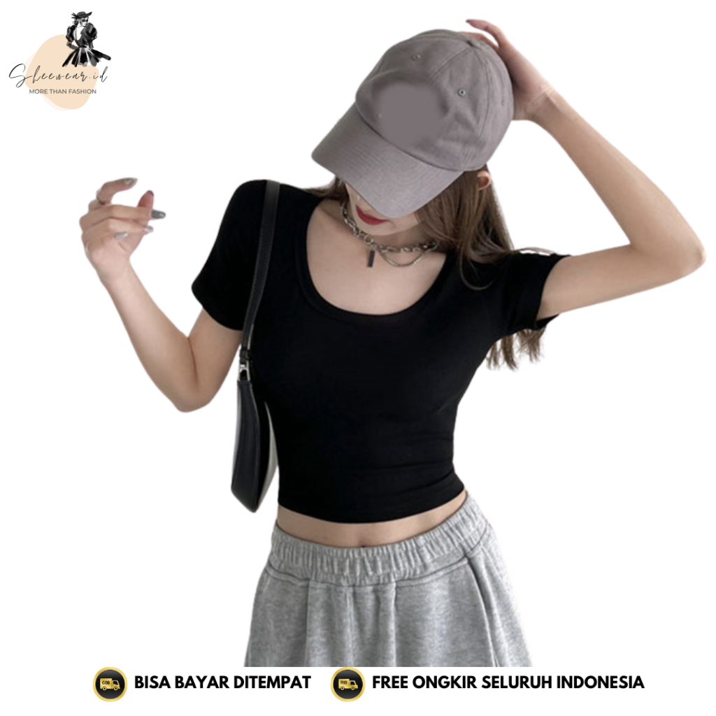 SHEWEAR BJ282 Baju Wanita Korean Sexy Crop Top Kaos Crop Tee Baju Atasan Wanita