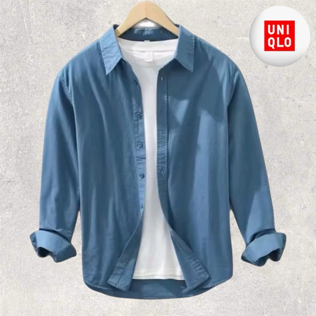 kemeja pria lengan panjang uniqlo/kemeja pria lengan panjang uniqlo putih/kemeja langan panjag pria 