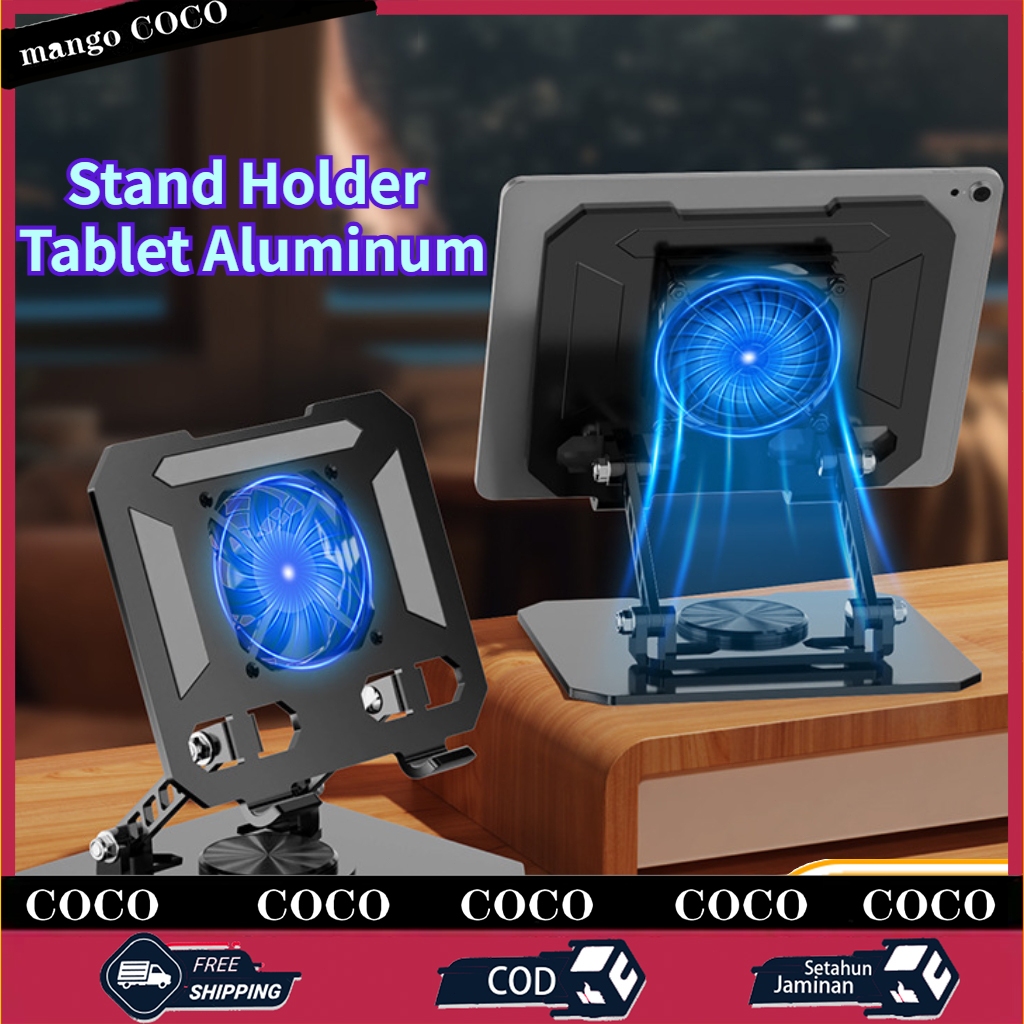Stand Holder Tablet Aluminum Alloy Rotasi 720°Bracket Holder Penyimpanan Lipatt Anti Slip