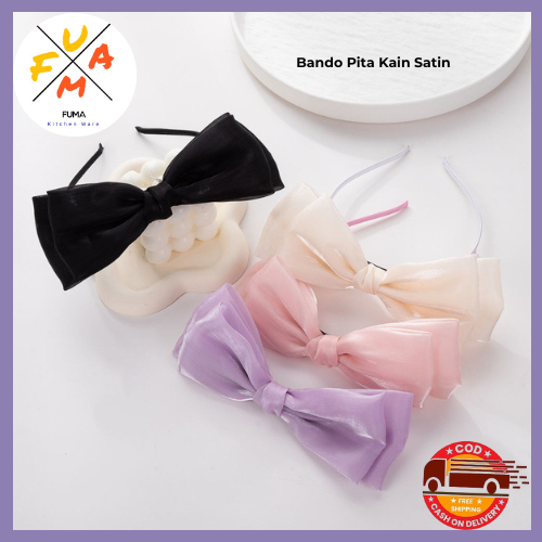 FM Bando Pita Kain Besar / Bandana Pita Kain / Bando Pita Aksesoris Wanita / Bando Pita Kain Satin