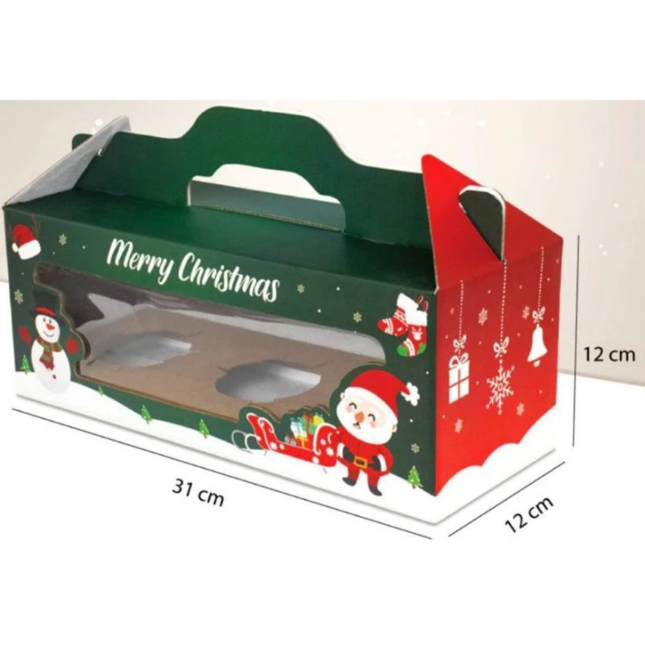 (10 pcs) Box Natal Tenteng Jendela Sekat Isi 3 Toples Tabung Ukuran 31x12x12cm Box Toples Kering