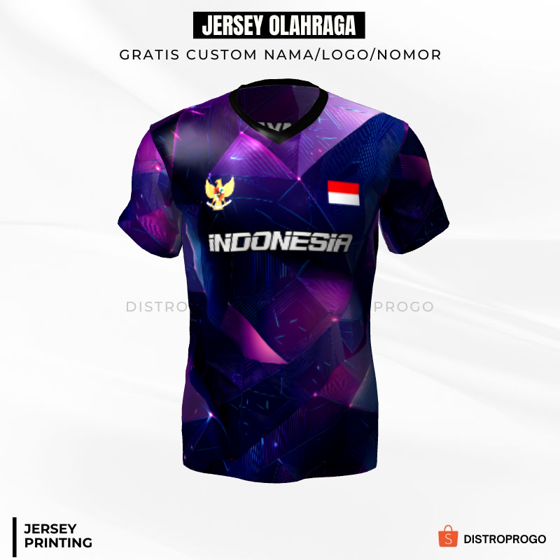 Kaos Jersey Futsal Ungu Hitam Motif Abstrak 615