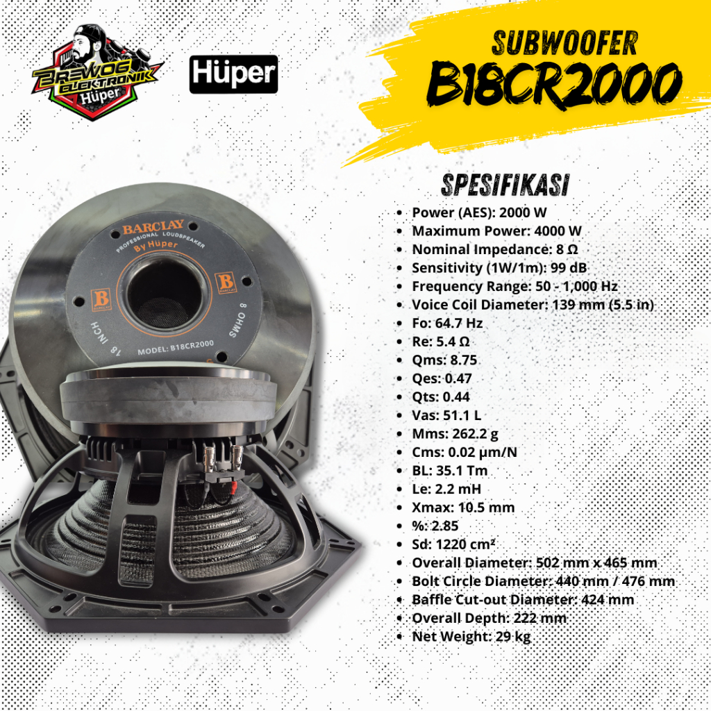 SPEAKER KOMPONEN HUPER B18CR2000