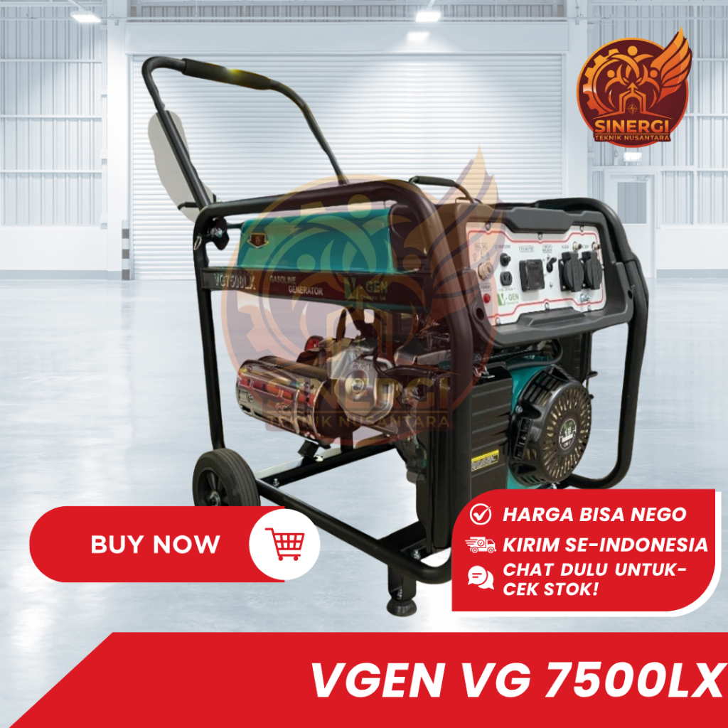 Genset VGEN VG 7500 LX | 5000 Watt Bensin | 1 Phase 220V | Electric Starter