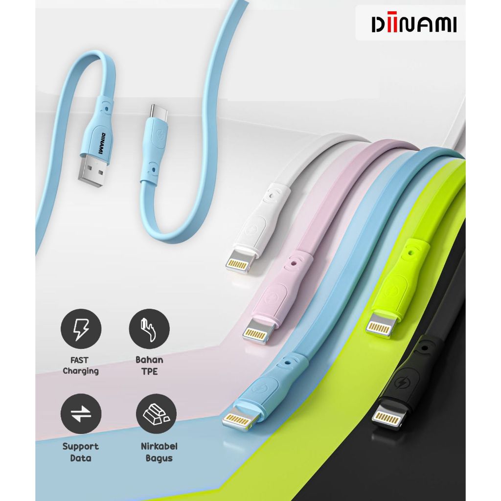 Kabel Diinami T6 Colour 3A 1 Meter Micro / Type-C / Lightning Fast Charging