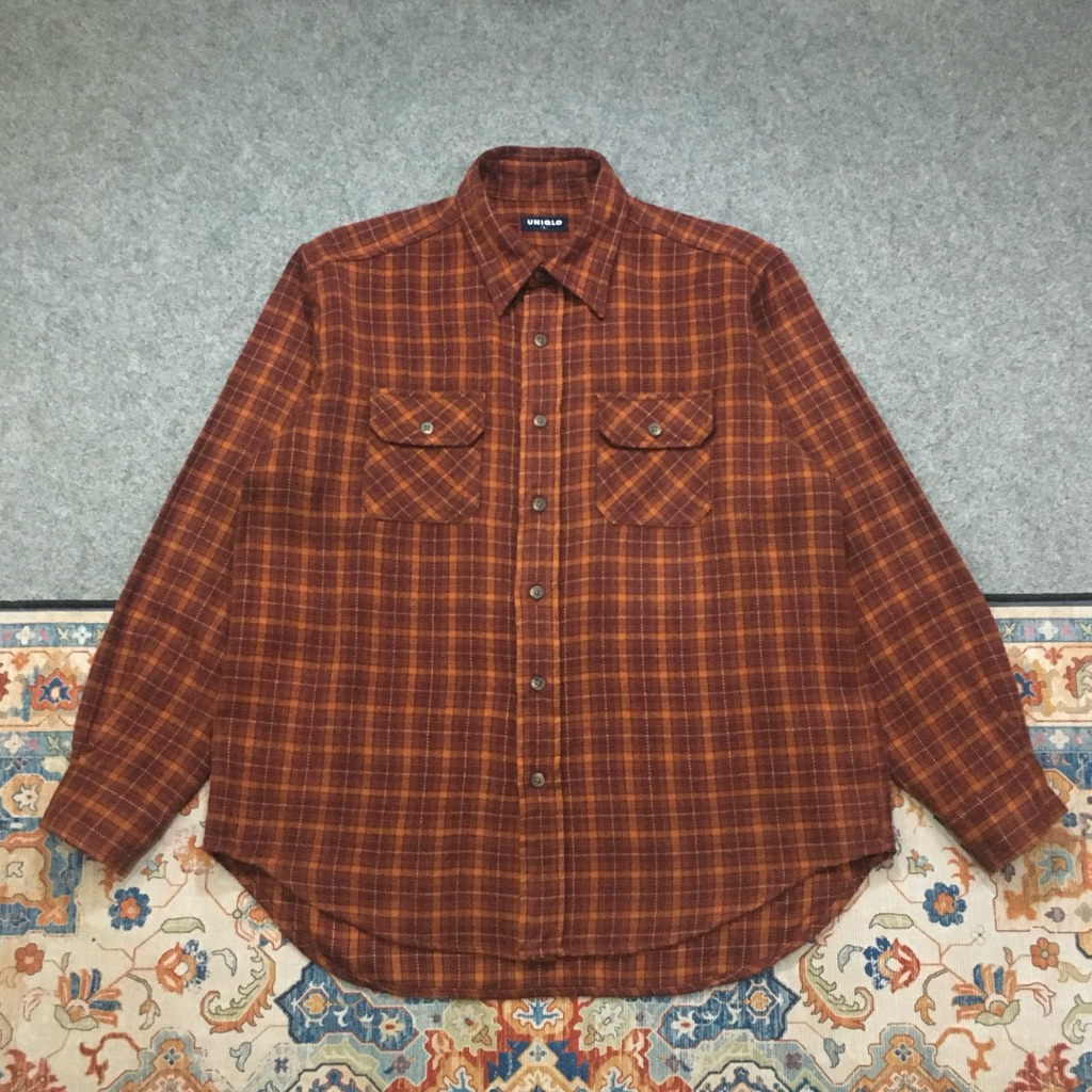Kemeja Flannel Uniqlo Double Pocket