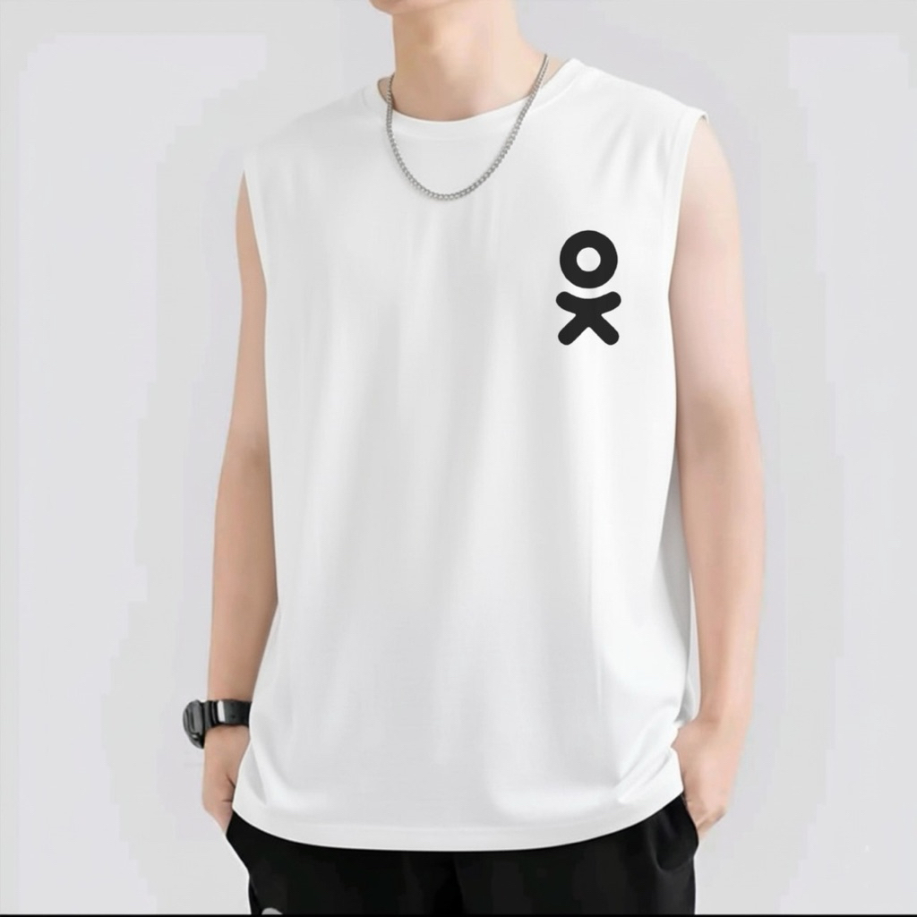 Singlet Lekbong OKE Unisex Pria Dan Wanita - Singket Santai Gym - Singlet Motif Simple