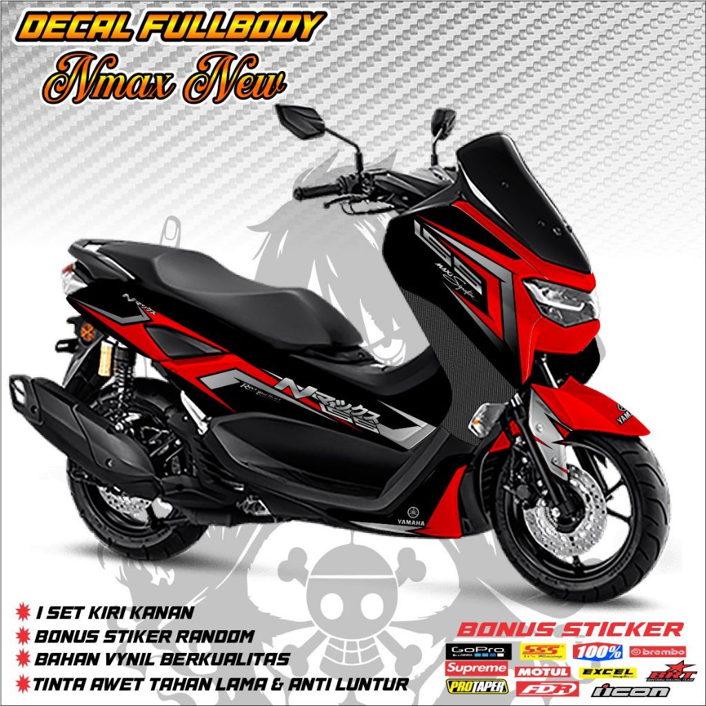 Jago decal Stiker Motor Yamaha NMAX 2020-2022 Grafis new jepang BLOCK HITAM / STIKER FULLBODY NNMAX 