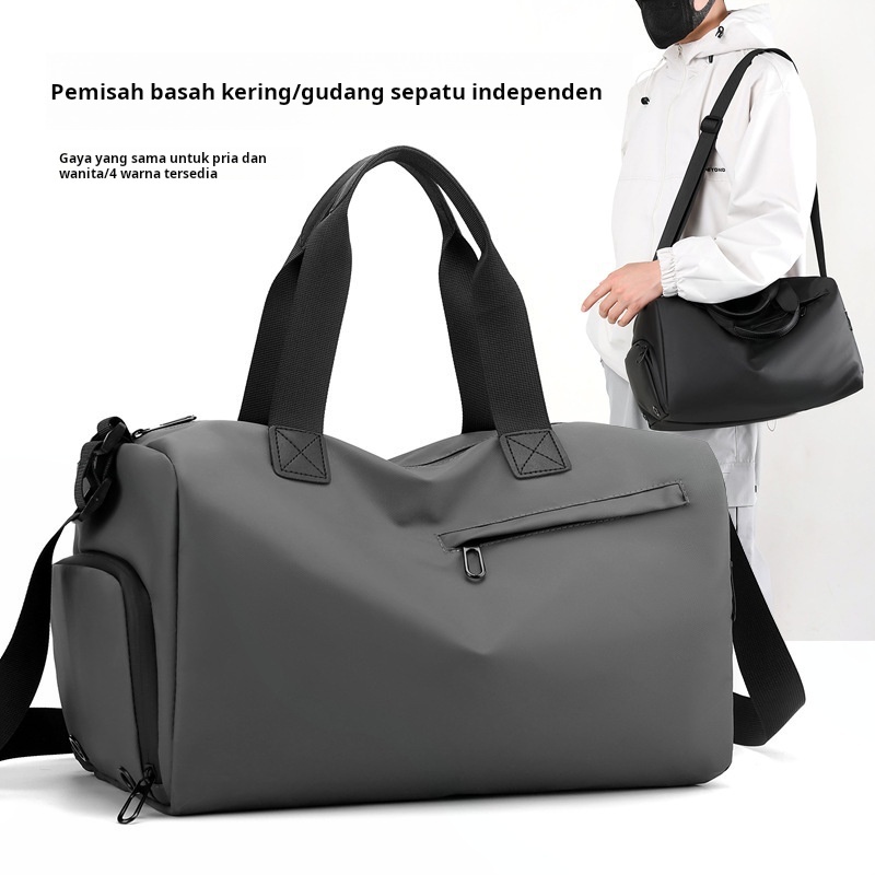 Tas Olahraga Tas Travel Pria Wanita Anti Air Tahan Air, Kapasitas Besar dengan Ruang Sepatu Terpisah