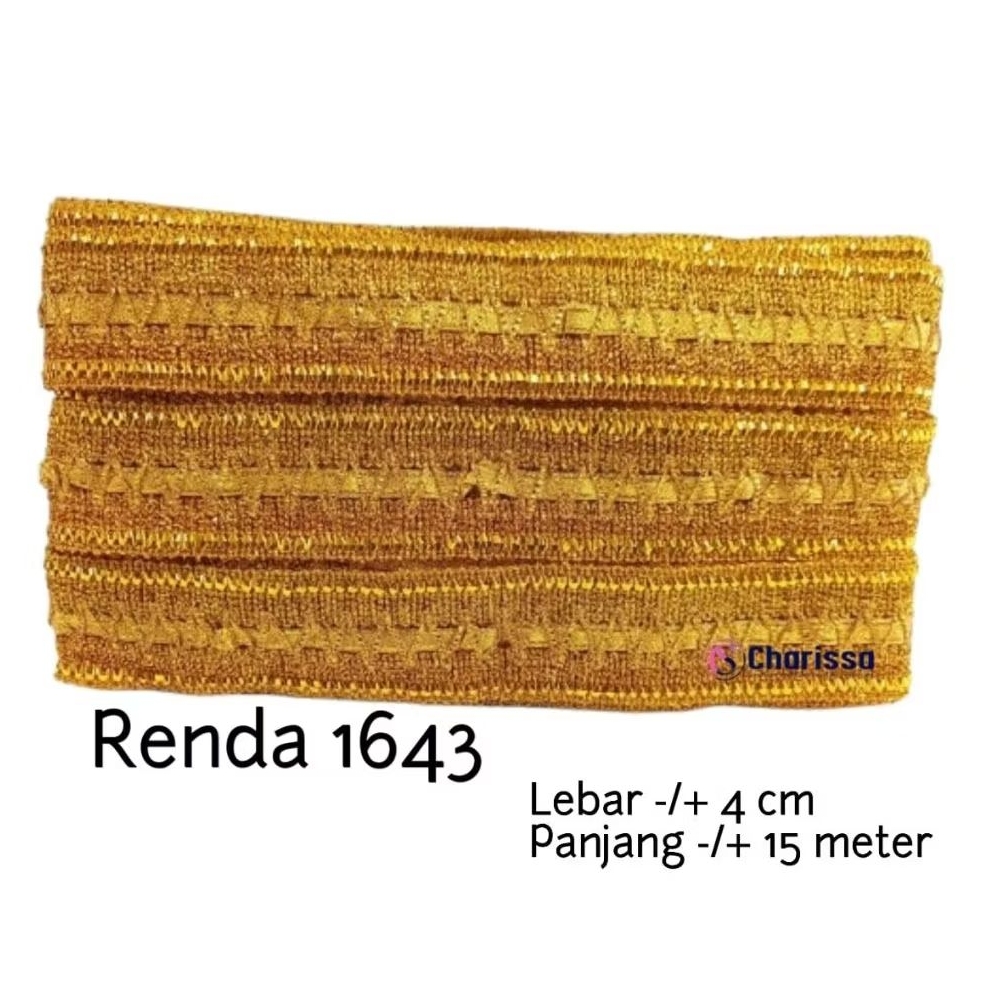 Renda 1643 / renda mas / renda emas lebar 4 cm / isi -/+ 15 meter / renda lebar / renda besar
