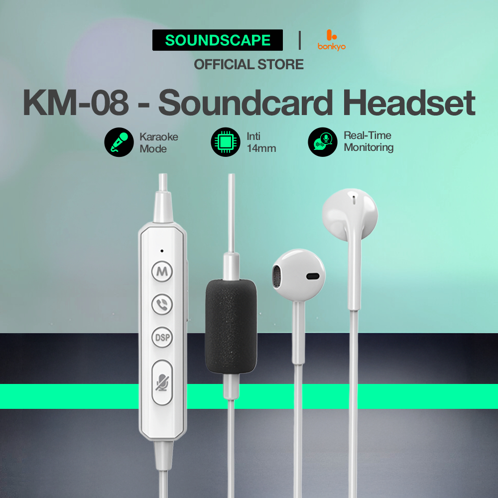 Soundscape bonkyo  COD KM08 Headphone Soundcard Karaoke Bluetooth 5.3 Reverb Real-time Voice Changer