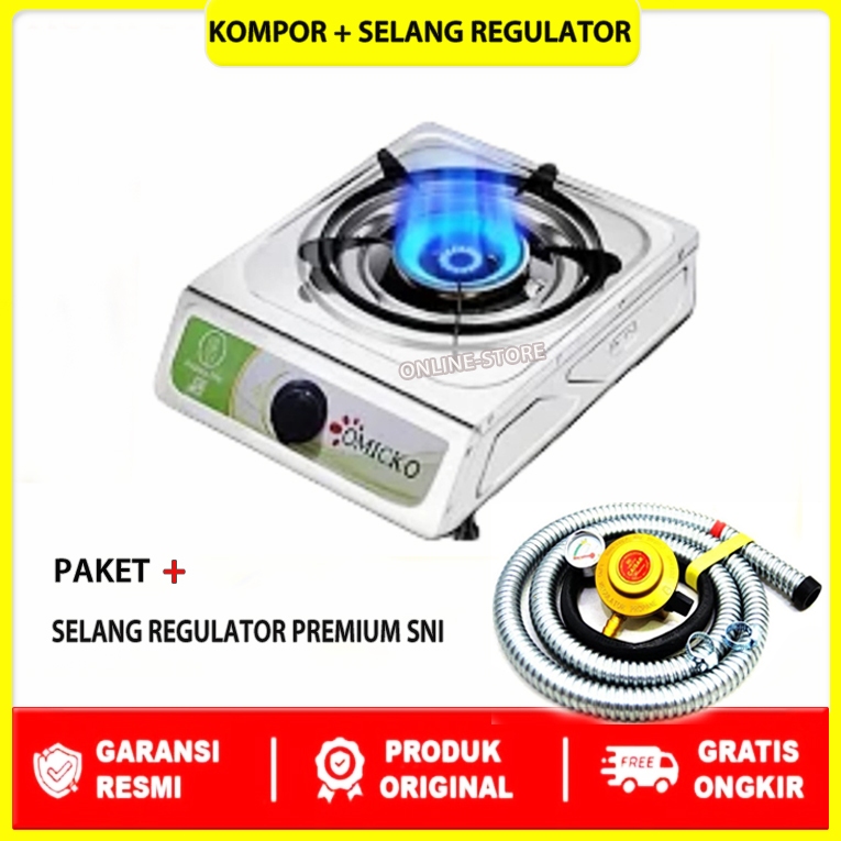 OMICKO KOMPOR GAS 1 TUNGKU API BESAR/KOMPOR STAINLES BERKWALITAS