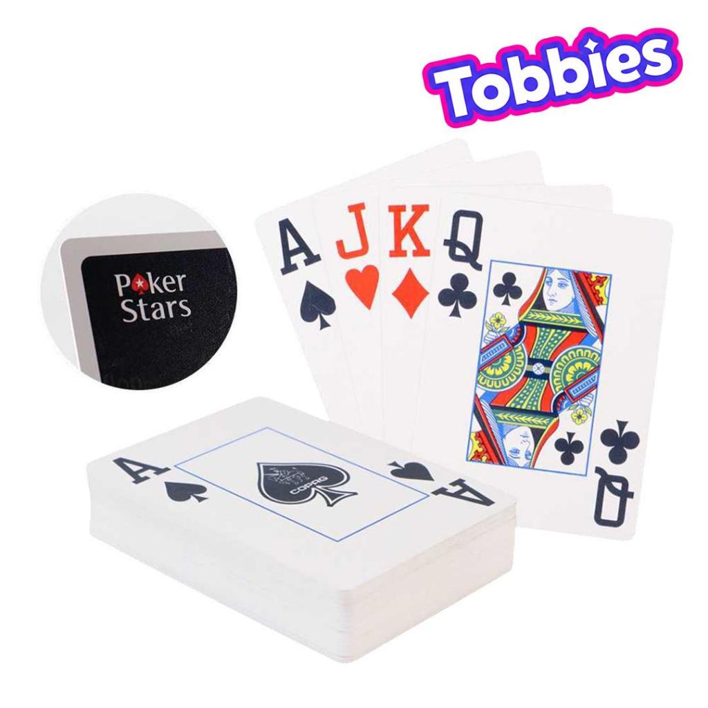 TOBBIES FUN SHOP Kartu Remi Poker Stars Plastik PVC Waterproof Permainan Poker Tahan Air Permainan K