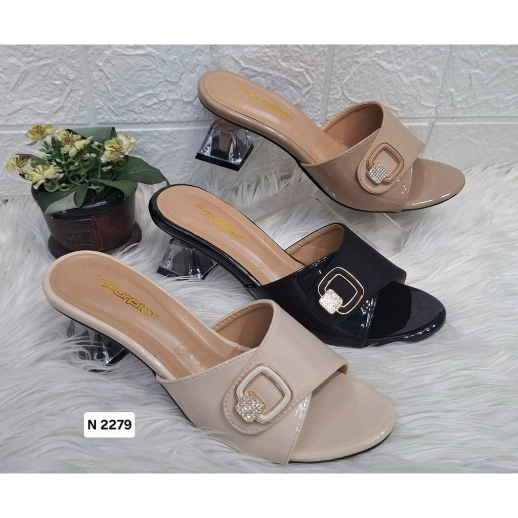 sendal hak purple wanita