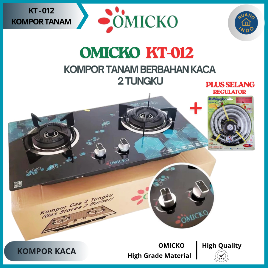 PROMO Kompor Gas Kaca Tanam OMICKO 2 Tungku KT-012 Full Burner - Kompor Gas Kaca Tanam Mewah & Elega