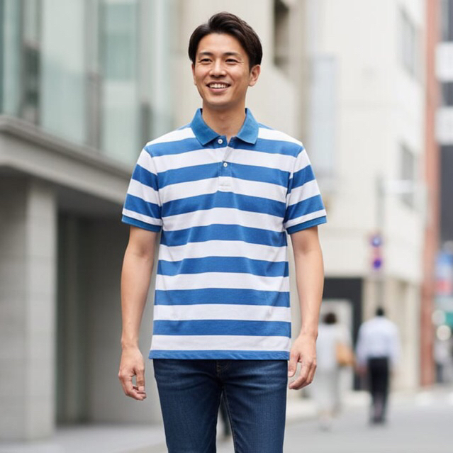 kaos polo Uniqlo salur polo shirt Uniqlo Stripe