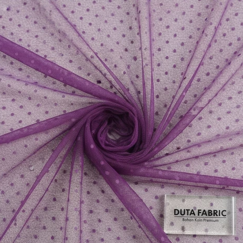 ​Kain Tulle Polkadot Ungu Premium | Tile Dot Halus Motif Bintik (Harga Per 0,5)APT