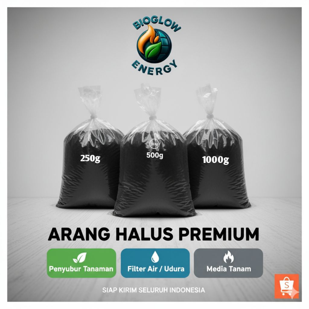 Arang Halus Activated Carbon Powder Super | Bubuk Arang Batok Kelapa Media Tanam + Penjernih Air + P