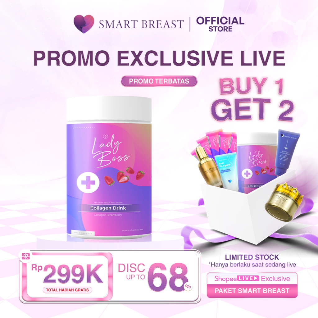 [PROMO LIVE] Smart Breast - Lady Boss Breast & Collagen Drink ( Suplemen Pembesar Pengencang )