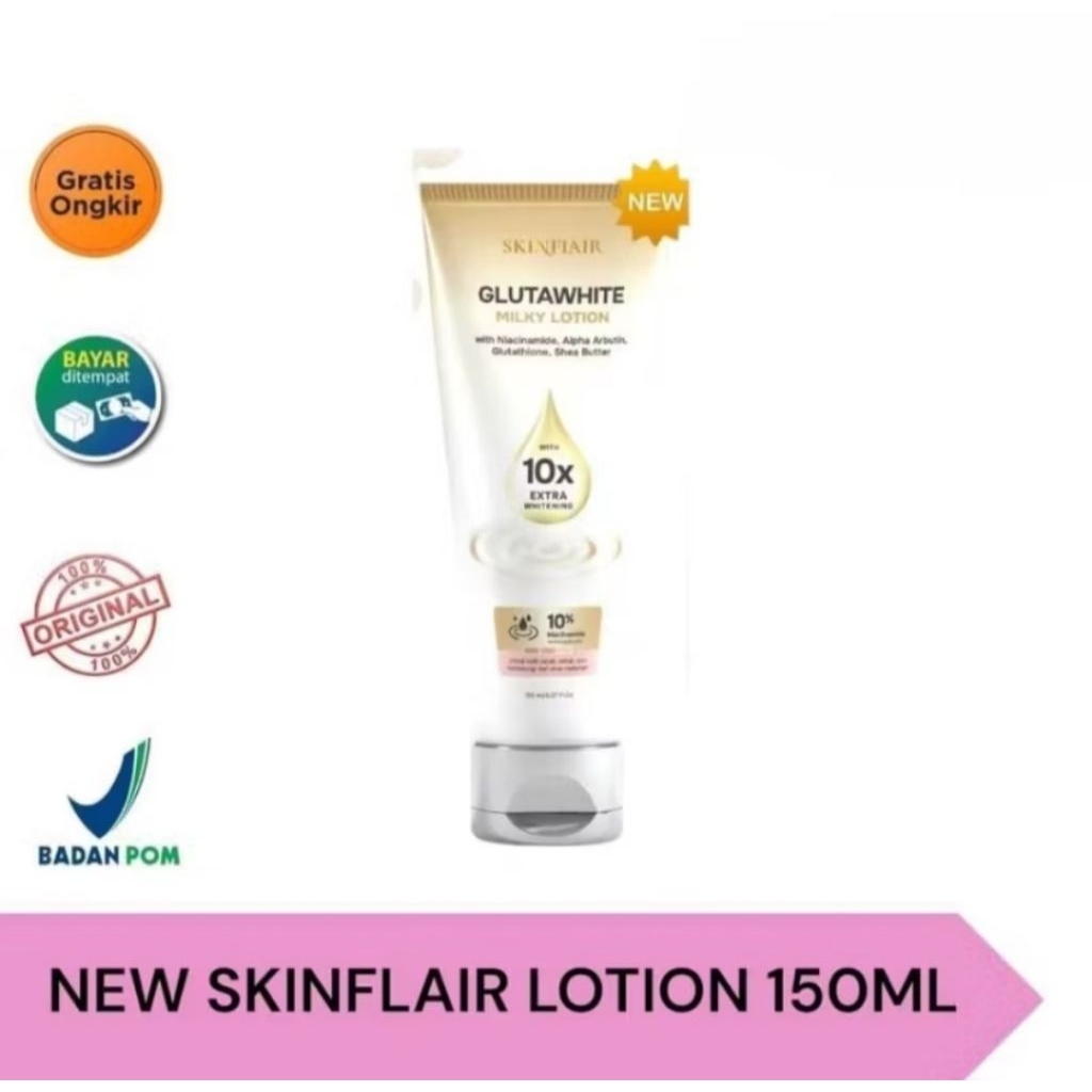 SKINFLAIR Glutawhite Milky Lotion 150ml Milk Body Lotion skinflair Gluta BPOM Aman
