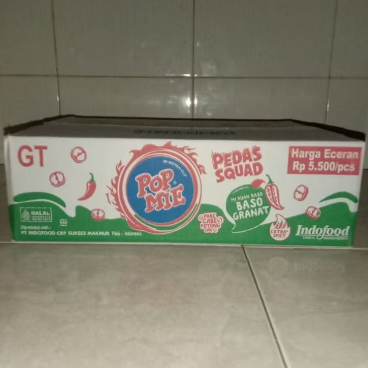 Pop Mie Kuah Pedas Baso Granat Dus, Pop Mie Kuah Pedas Kari Lava Dus