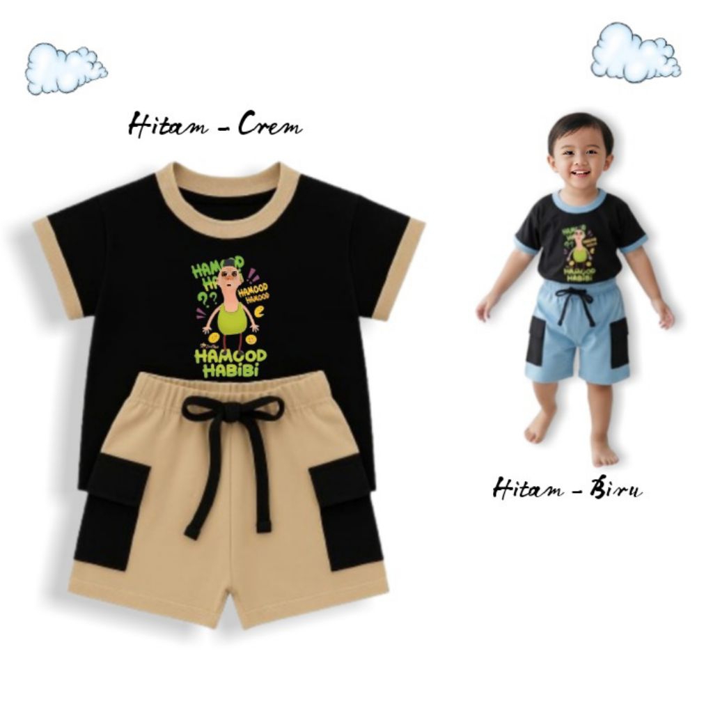 Hamood Habibi Setelan Kaos Anak Usia 1-6 Tahun Baju Anak Anak Setelan Anak Lucu