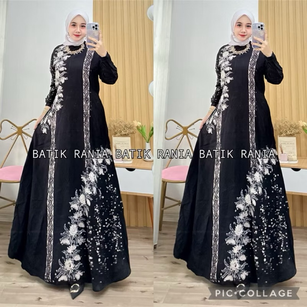 Gamis Twill Rayon Motif Selandang Hijau