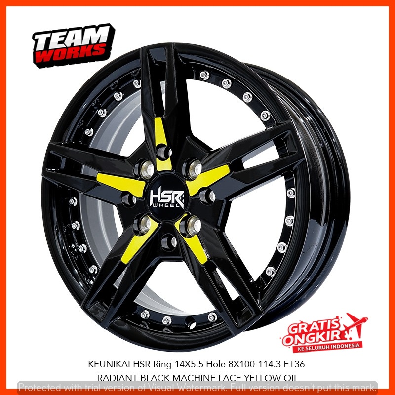 VELG MOBIL HSR KEUNIKAI RING 14 LEBAR 55 ET36 BUAT MOBIL AIREV IGNIS AGYA PELK RING 14 BLACK