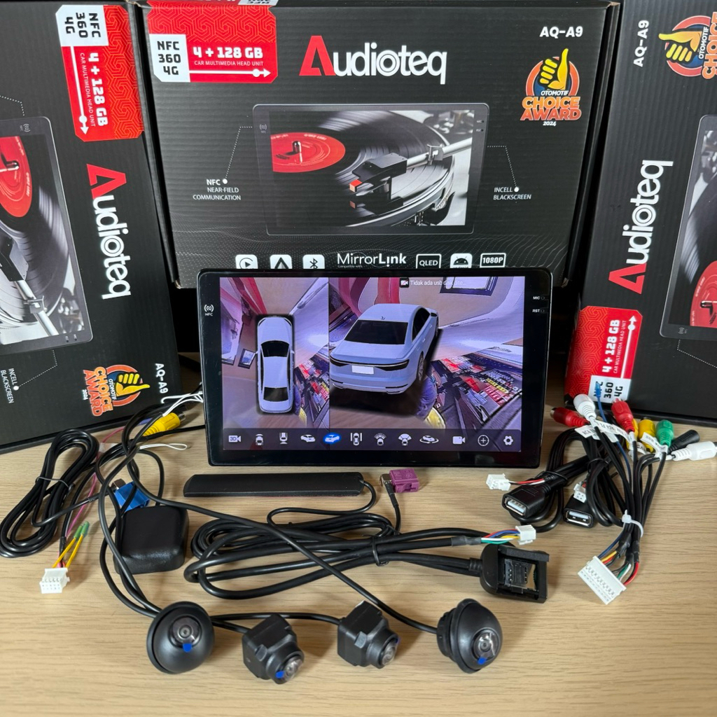 HEAD UNIT ANDROID AUDIOTEQ RAM 4/128 GB + KAMERA 360 ANDROID AUDIOTEQ NFC SUPORT GSM 4G TERBARU