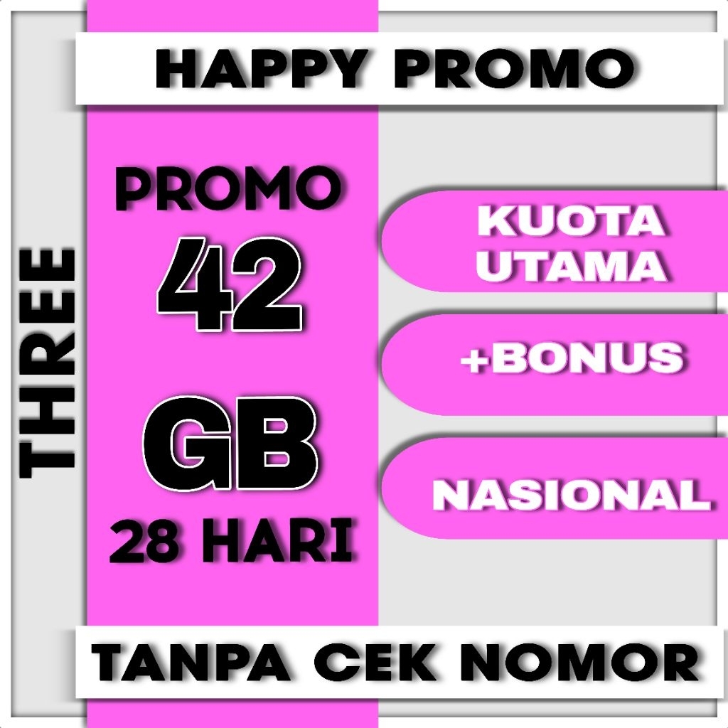 PROMO KUOTA THREE TRI 3 HAPPY 42 GB 28 HARI TERMURAH